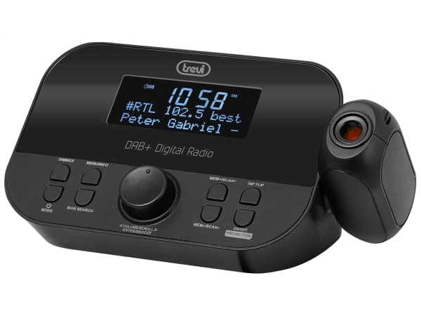 Trevi RC 85D8 DAB, Digital vekkerklokke, Rektangel, Sort, DAB, DAB+, FM, Radio/lydsignal, Rotasjon
