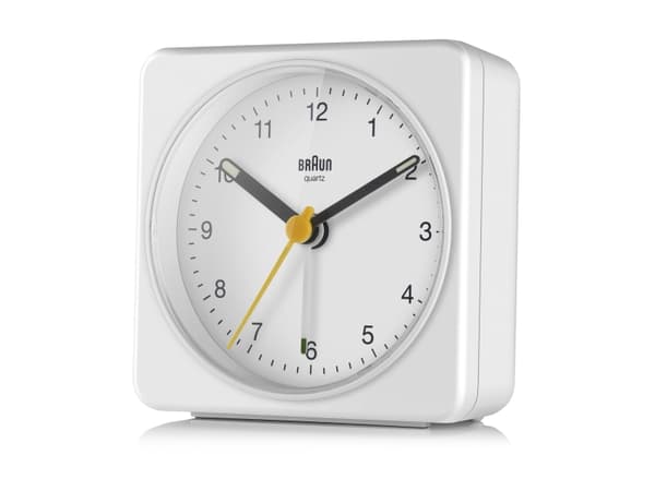 Braun BC03, Quartz-väckarklocka, Rektangel, Vit, Analog, Batteri, AA