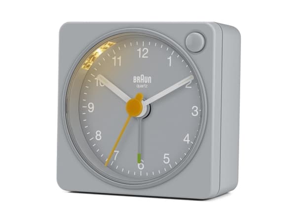 Braun BC02XG, Quartz alarmur, Firkant, Grå, Gul, Analog, Batteri