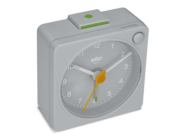 Braun BC02XG, Quartz alarmur, Firkant, Grå, Gul, Analog, Batteri