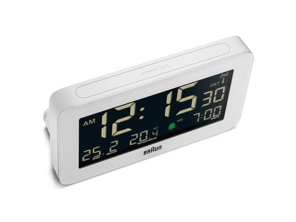 Braun BC10W-DCF, Digital alarmur, Rektandel, Hvid, Indendørs, 12/24h, LCD