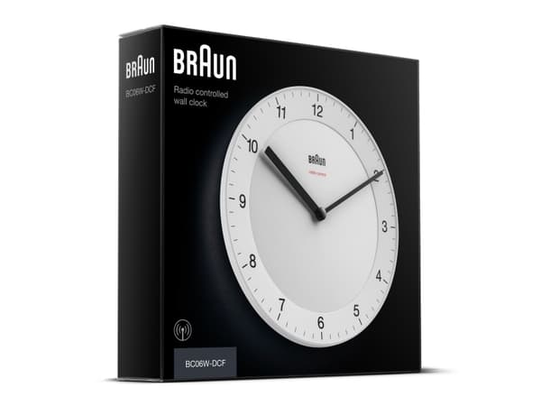 Braun BC06W-DCF, Quartz-väckarklocka, Rund, Vit, Analog, Batteri, AA