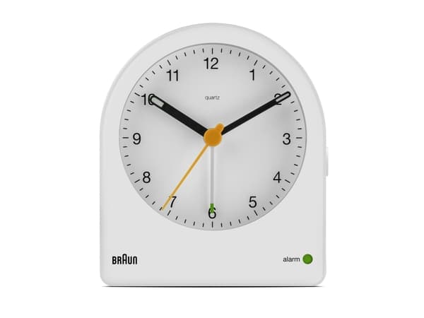Braun BC22W, Quartz vekkerklokke, Hvit, Batteri, AA, 85,6 mm, 97 mm