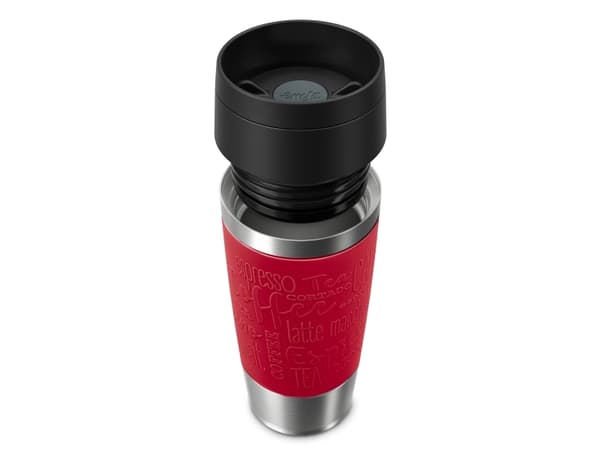 EMSA Travel Mug Classic N2020400, Svart, Röd, Rostfritt stål, Silikon, Rostfritt stål, Polypropylen (PP), 4 h, 8 h