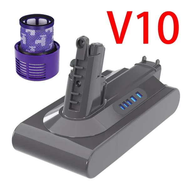 Dammsugare Batteri, Uppladdningsbart, Kompatibelt med Dyson V6-V10, V10 6000mAh filter