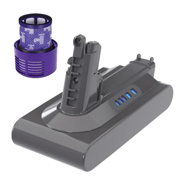 Dammsugare Batteri, Uppladdningsbart, Kompatibelt med Dyson V6-V10, V10 6000mAh filter