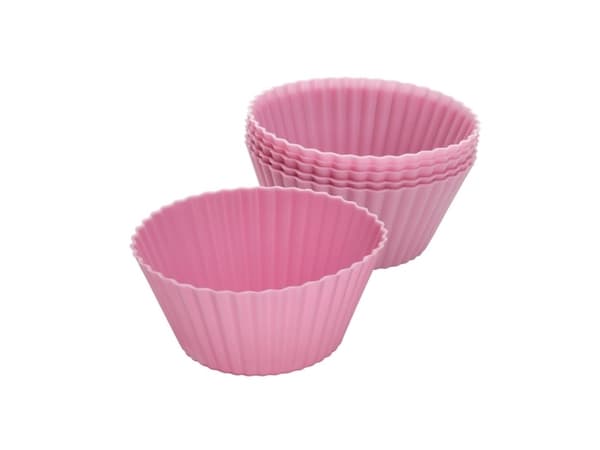 Zenker Muffin baking moulds, 6 pcs., Cupcake/muffin cups, Round, Fluted surface, 230 °C, Cream, Pink, Silicone
