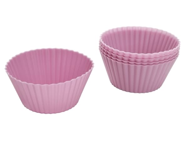 Zenker Muffin baking moulds, 6 pcs., Cupcake/muffin cups, Round, Fluted surface, 230 °C, Cream, Pink, Silicone