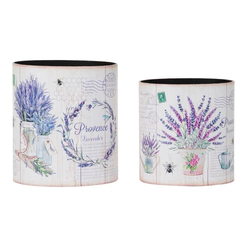 Papperskorg DKD Home Decor Trä Kanvas (2 pcs)