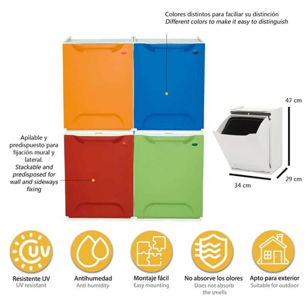 Artplast Papperskorg Eco-logico 47x34x29 Cm Vit