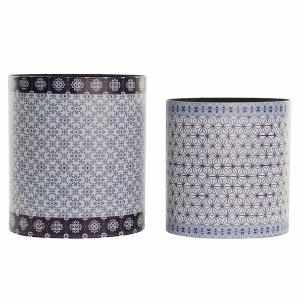 Papperskorg DKD Home Decor Blå Vit Trä Kanvas Vintage