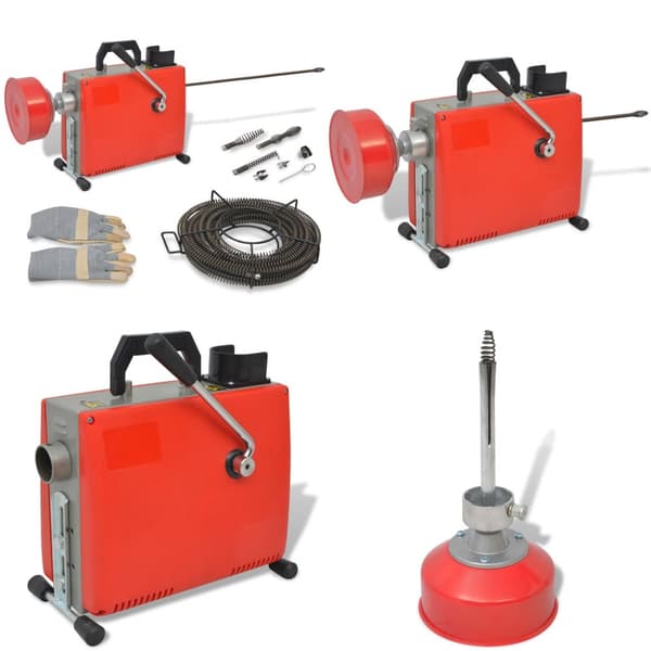 Afløbsrensemaskine 250 W 15m x 16mm 4,5m x 9,5mm - Rørrensningsmaskine - Rørrensningsmaskiner - Home & Living