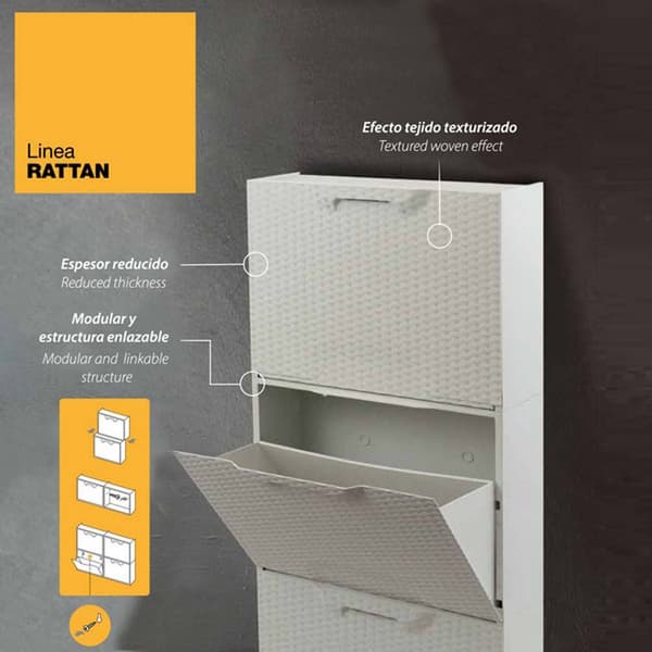 Artplast Papperskorg Rattan 47x34x29 Cm Vit