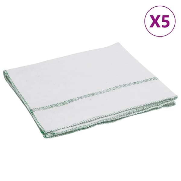 Golvdukar 5 st vit med gröna ränder 50x60 cm