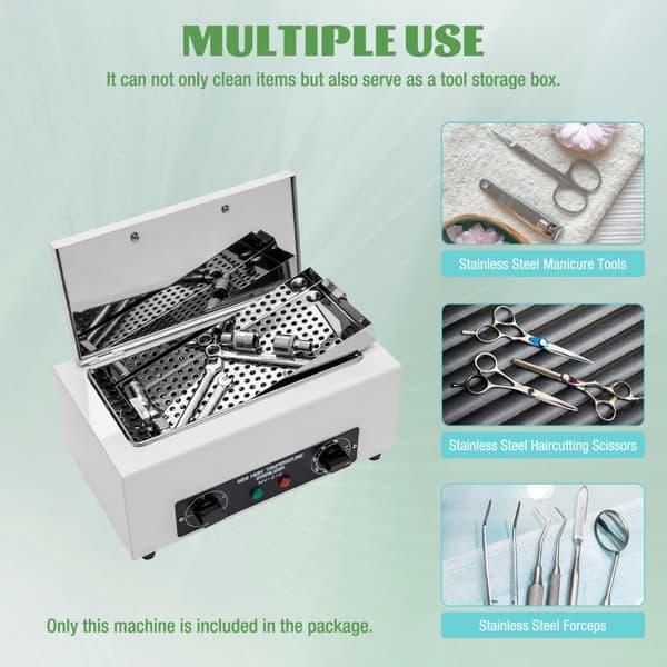 Elektrisk Negle Sterilisator, Justerbar Temperatur 50-220℃, 0,52 Gallon Kapacitet, Holdbar Rustfrit Stål Design