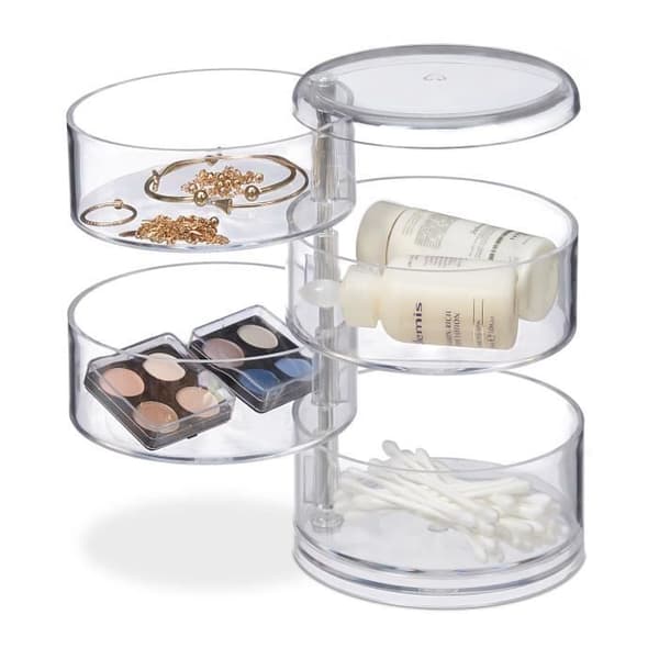Relaxdays Cosmetic Organizer 4 Swivel Lockers Makeup Kit Lipstick Tower Makeup Klar akryl