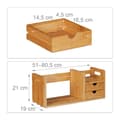 Miniatyrbild 4 av 6: Relaxdays Desk Organizer, Bambu Organizer, Bokhylla, 2 lådor, Tillbehör, HLP 21x80,5x19 cm, Nature