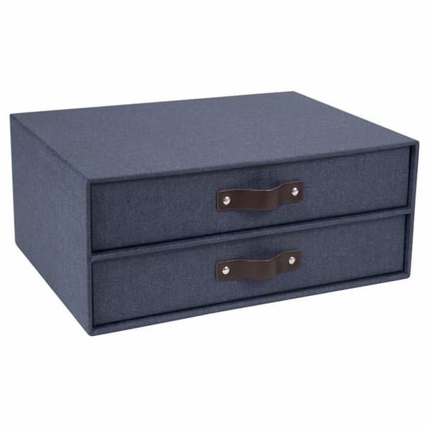 Bigso ab - 9431C3843 - Bigso Box of Sweden Förvaringsmodul med 2 Lådor Blå Fibertavla 25,5 x 33 x 14,5 cm