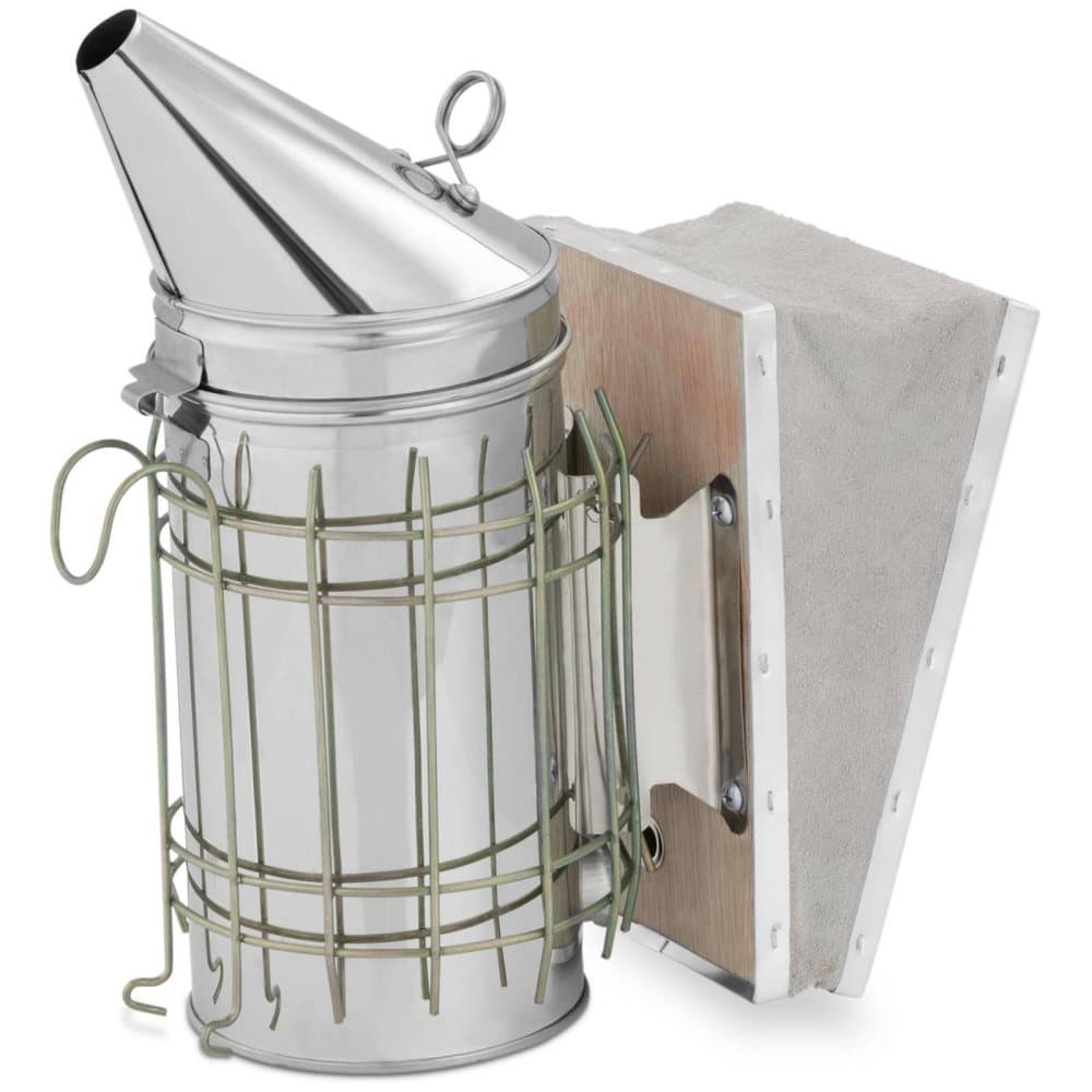 Wiesenfield Rökpust för bin - Rostfritt stål/Kohud - Med värmesköld - Stor