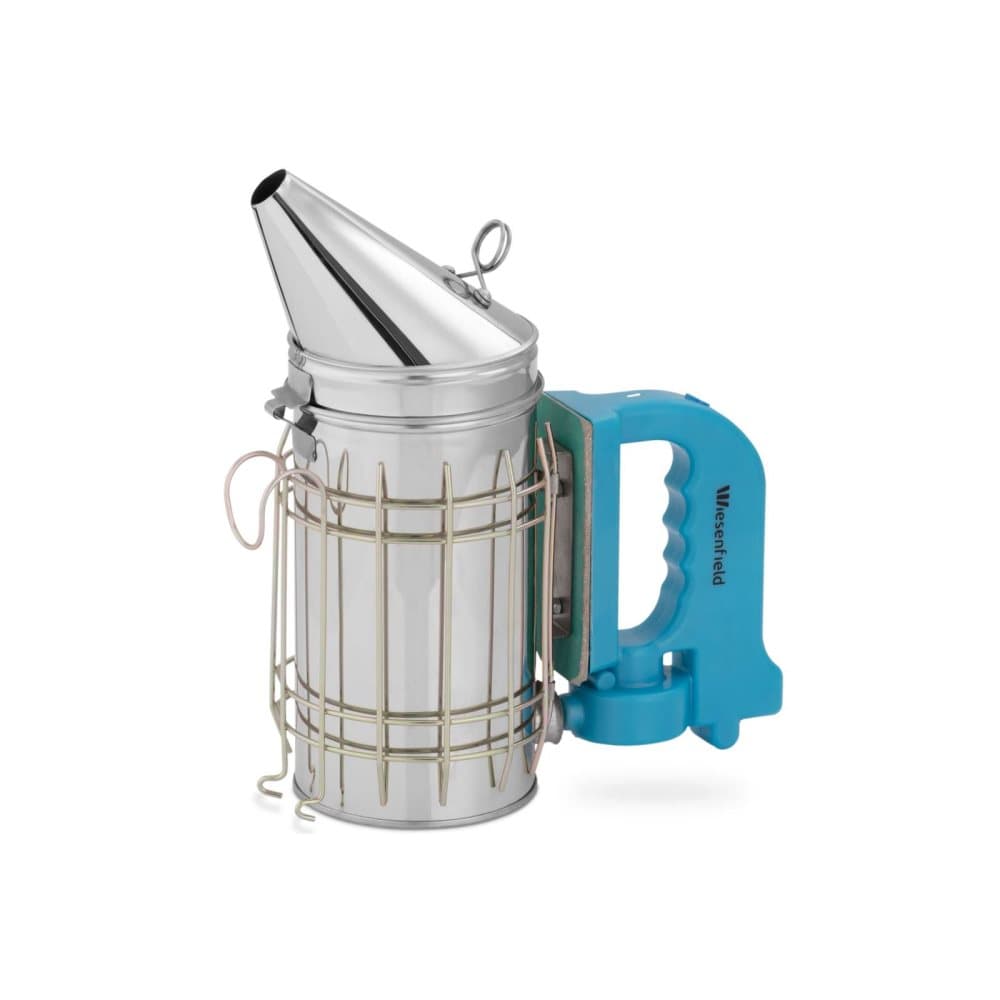 Wiesenfield Rökpust för bin - Rostfritt stål/Kohud - Med värmesköld - Liten