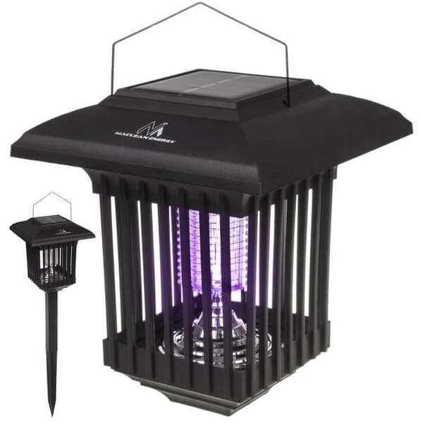 Maclean Solar LED UV insekticidlampa - Myggfälla - 2W - Svart