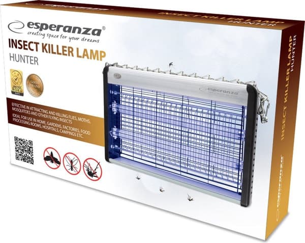 Esperanza Hunter - Mosquito Lamp 20W - UV Flycatcher 2200V - 80m2 - 385 x 250mm