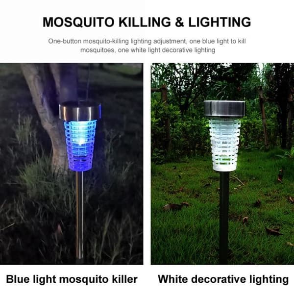 INSEKTSLAMPA, 6 st svart--Solar LED Myggdödare Lampa, flugavvisande, Bug Killer, Stål insektsfälla