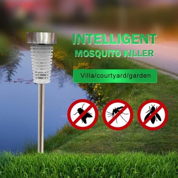 INSEKTSLAMPA, 1 st svart--Solar LED Myggdödare Lampa, Flugskydd, Bug Killer, Stål Insektsfälla