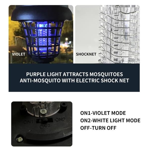 Insektsbekämpande lampa - Killer Lamp - Solenergi - LED-belysning - Pack med 4 - Insektsavvisande