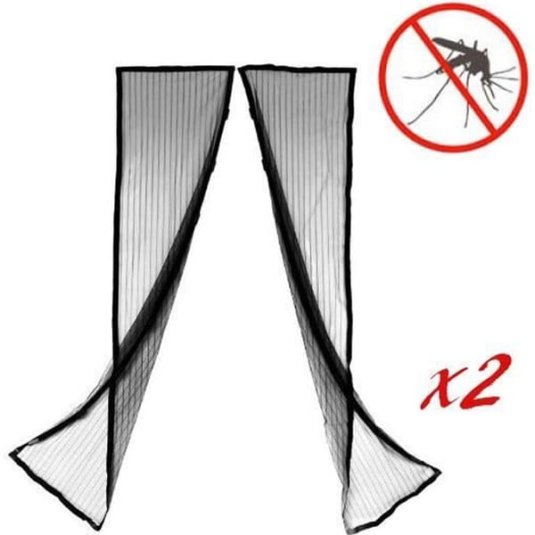 SHOP-STORY - Set med 2 anti-insektsmagnetiska myggnät för dörrfönster med magnetisk stängning 9 magneter per magnetgardin