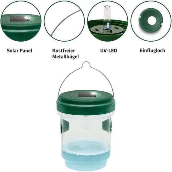 Flugfälla - IY16834 - Solar med LED-ljus - 2st - Grön - Anti-Insekter