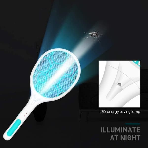 Myggspö - 3600V - USB Flugsmälla - LED-lampa - 3-lagers skyddsnät - Effektiv mot insekter