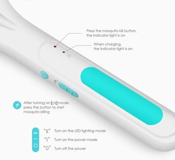 Myggspö - 3600V - USB Flugsmälla - LED-lampa - 3-lagers skyddsnät - Effektiv mot insekter
