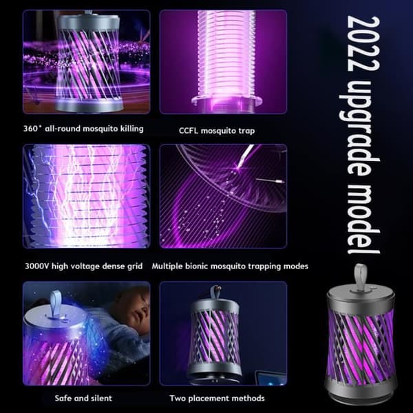 3000V UV-mygglampa - 5W UV-dödad Elektrisk mygga anti insektsavvisande myggfångare (grå)