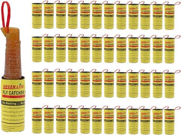 48st flugpapper inomhus flugfångare rullar flugdödande papper 48 gul