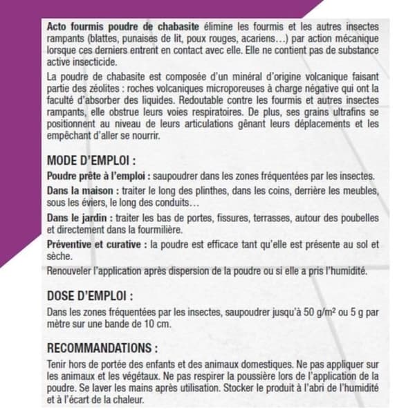 GENERIK - Chabasitepulver myror 400G - ACTO
