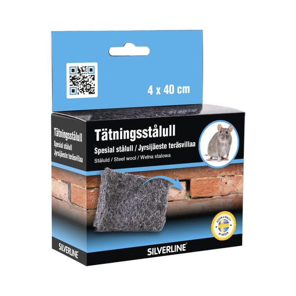 Silverline tiivistysteräsvilla 4x40 cm - tehokas suoja jyrsijöitä vastaan