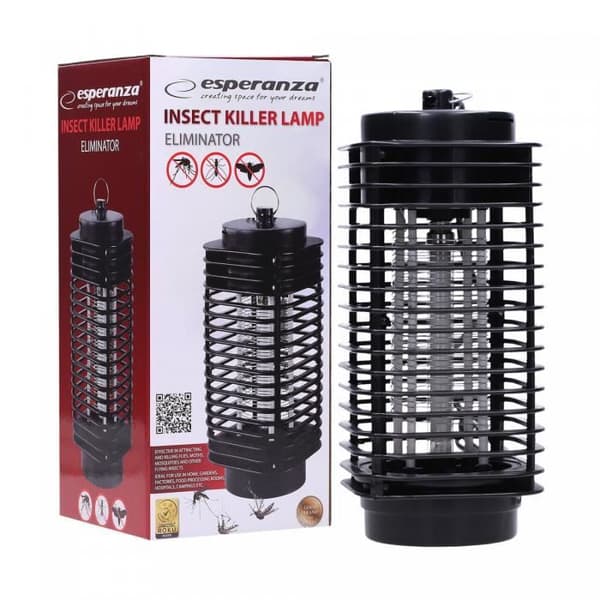 Esperanza ELIMINATOR insekticidlampa - Svart - UV-A - 3 W - Höjd 26 cm