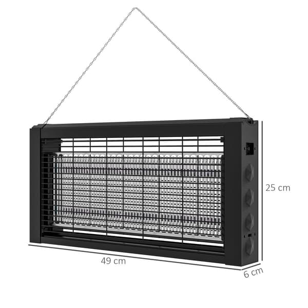 Rootz Insect Killer LED LAMP - Mosquito & Fly Catcher - Bug Zapper - 60㎡ Dækning - 49L x 6W x 25H cm - Kemisk -fri løsning