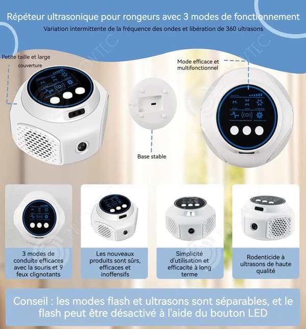 INN Ultraljudsmöss och råttor 220v 3 anti-muslägen LED 4 högtalare 360 grader avvisande 300 kvadratmeter för inomhusgarage