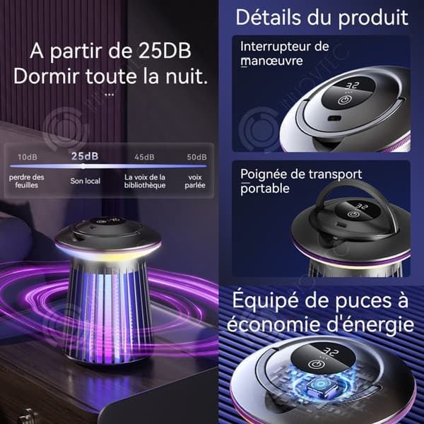 INN Myggmedel 2 i 1 2000mAh elektrisk myggmedel väggmonterad nattljus färgglad myggfälla 360 grader