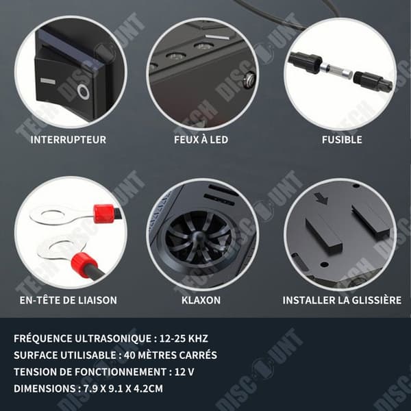 TD Ultraljudsmus 12-25khz 12V med strobe LED ultraljudsmöss och råttor ultraljudsavstötande för bil anti-mårdmedel