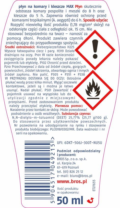 BROS Mygge- og flåtvæske MAX 50ml