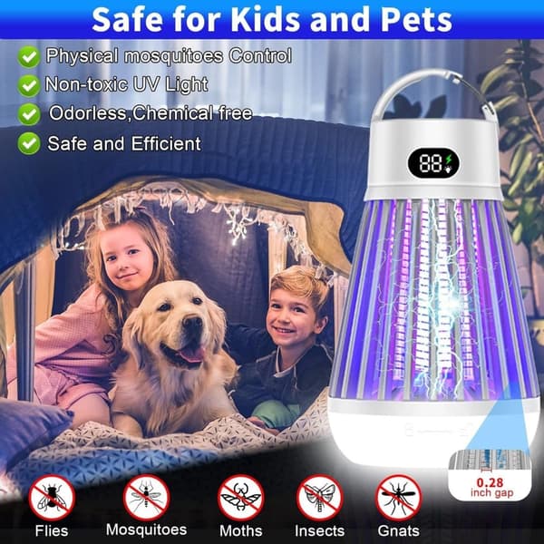 OBOSOE Bug Zapper Udendørs og indendørs - genopladelig myg og flyve Killer, USB LED lys fælde bærbar trådløs elektrisk myg Zappers Killer , Camping