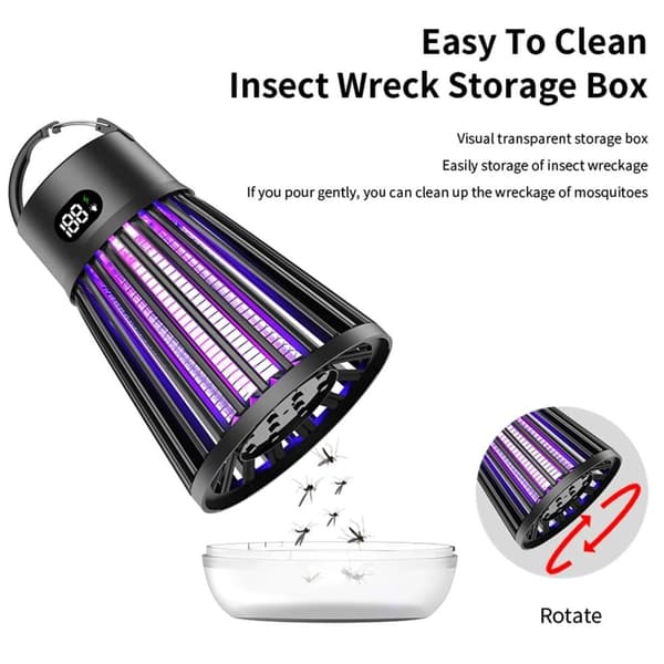 OBOSOE Bug Zapper Udendørs og indendørs - genopladelig myg og flyve Killer, USB LED lys fælde bærbar trådløs elektrisk myg Zappers Killer , Camping