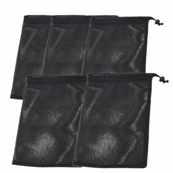 INF Mesh tasker med snøre 5-pak Sort 20×30 cm