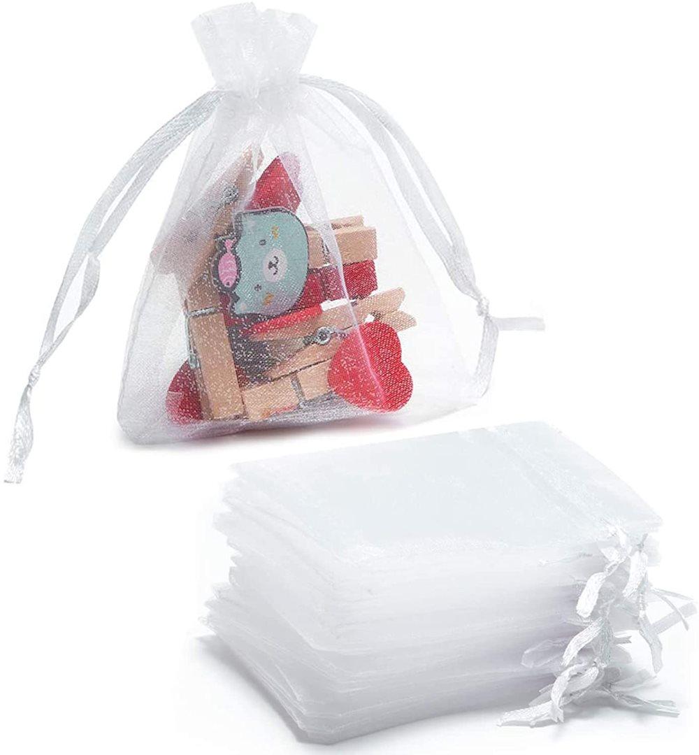 Små presentpåsar med dragsnöre vit 25-pack