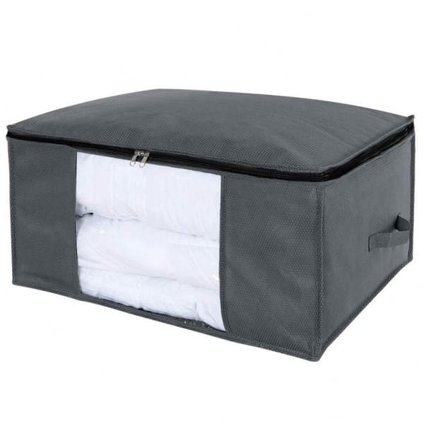 INF Opbevaringspose til lagner, tæpper, tøj Grå 60x43x35 cm 2-pack