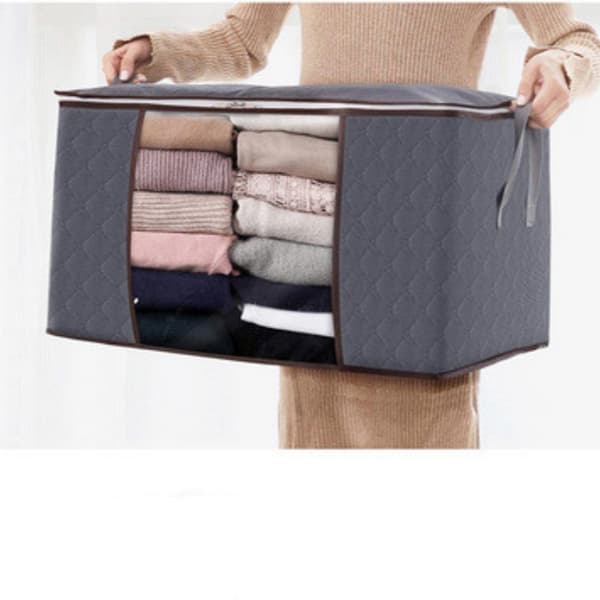 INF Opbevaringspose til lagner, tæpper, tøj Grå 60x43x35 cm 2-pack