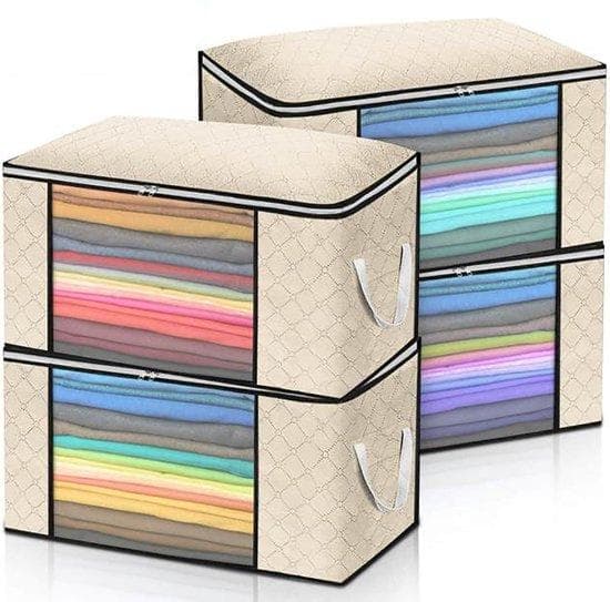 Förvaringsväska - Klädarrangör - förvaring - Lämplig för olika föremål - Klädväska - Lämplig för i ditt skåp - 4 stycken - Beige